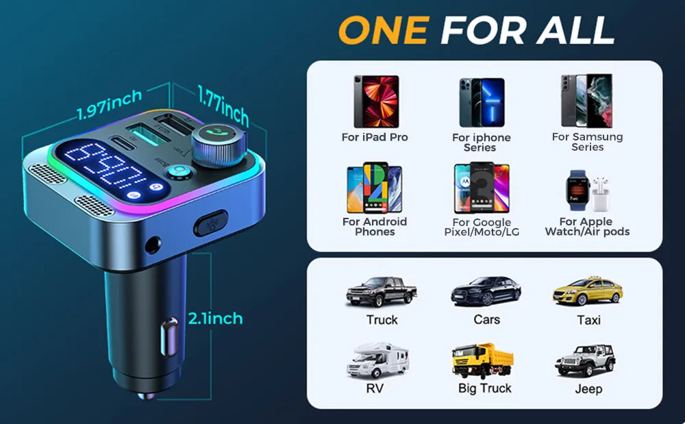 Bluetooth 5.3 FM  Car Transmitter